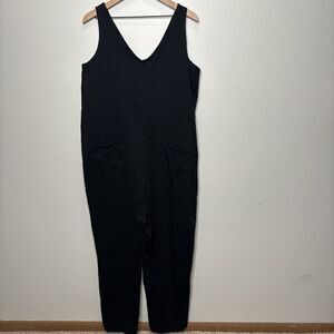 Pact Easy All-Day Cotton Jumpsuit Women's Size XL Black 100% Organic Cotton NWT